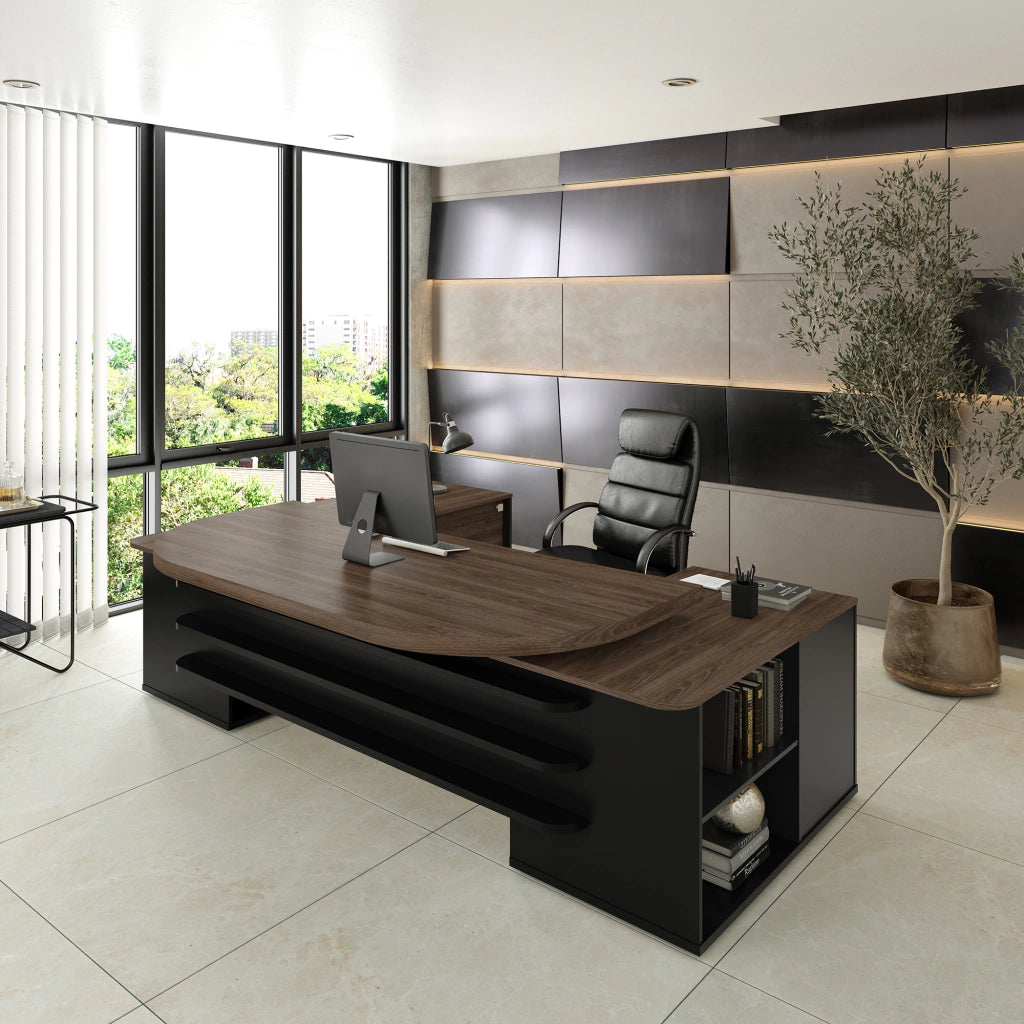Mesa em tamburato para escritório com 01