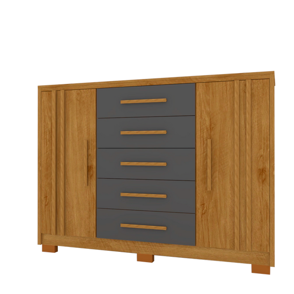 Cômoda de 1,55 100% MDF com portas ripadas cor 04