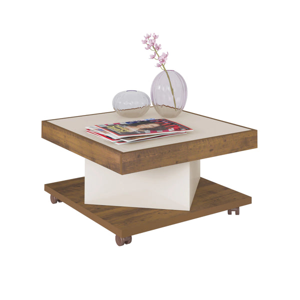 Mesa De Centro Decorativa Para Sala de Estar Saara Pinho Off White