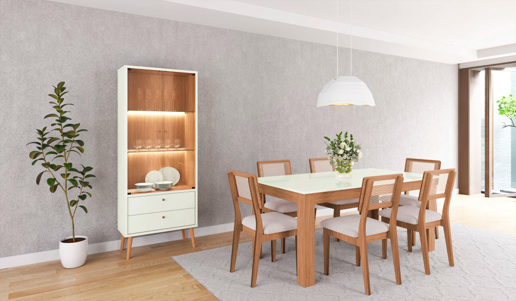 Mesa de jantar retangular em MDF para 6 lugares